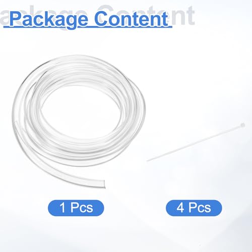 uxcell Flexible PVC Tubing, 7mm ID x 10mm OD - 6.6 Feet Long Clear Vinyl Water Pipe, Lightweight Plastic Hose Water Pipe with Zip Ties for Aquaponics, Air Hose, Irrigation - size: 7mm ID x 10mm OD