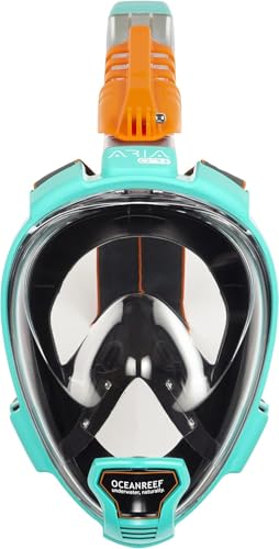 OCEAN REEF - Aria QR + Quick Release Snorkeling Mask - Full Face Snorkeling Mask - 180 Degree Underwater Vision - 8 Colours and 4 Sizes - color: Teal, size: Large / Extra Large