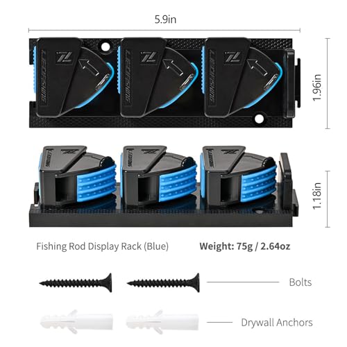 RESTCLOUD Fishing Rod Holder Vertical, Fishing Pole Holders for Garage, Fits 3-19mm Rod Diameter (3 Slots) - size: 3 Slots