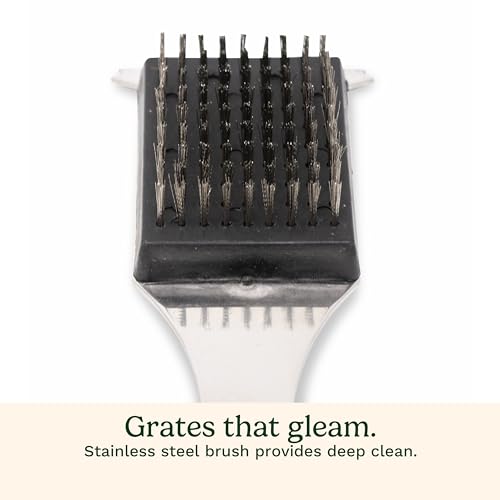 Cuisinart Stainless Steel 16.5" Long Handle Grill Cleaner Brush and Scraper for BBQ, Griddle, Grills, Cookout Tool, Grill Brush for Outdoor Grills BBQ Accessories - size: 16.5" Grill Brush and Scraper