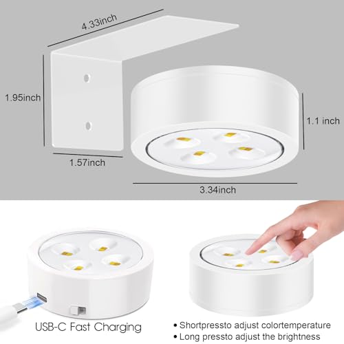 Picture Lights for Wall, 3 Lighting Modes Magnetic Art Display Light,Rechargeable Battery Operated Led Painting Light with Remote Control Dimmable & Timer,3Pack White - color: White, size: 3 Pack