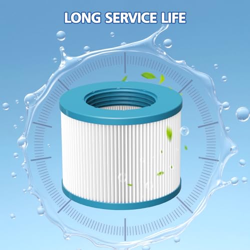 LINNIW Spa Hot Tub Filter Replacement: Compatible with All RELXTIME ALEKO Wejoy Co-z Spa Wave Spas CleverSpa Inflatable Hot Tubs Pool High-Efficiency Screw-in Filters(4 Filters + 4 Filter Covers)