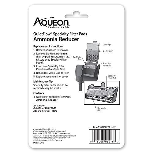 Aqueon QuietFlow LED PRO Ammonia Reducer 4 Count Filter Pads for Model 10 - size: For Model 10, style: Ammonia
