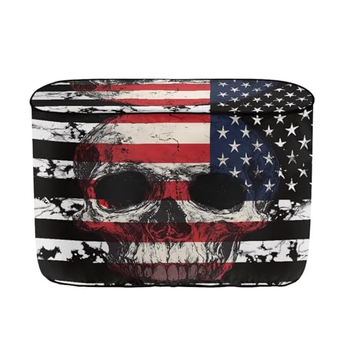 American Flag Skull Travel Trailer Cover Heavy Duty RV Camper Propane Tank Cover Fits 20LB Dual Propane Tanks Easy to Install - color: American Flag Skull, size: Small-Double 20LB