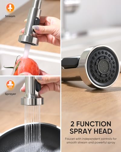 Kitchen Faucets, Brushed Nickel Kitchen Sink Faucet with Pull Down Sprayer Single Handle with Deck Plate Stainless Steel, Suitable for Farmhouse Camper Laundry Rv Bar - OWOFAN 9009SN - color: A - Brushed Nickel