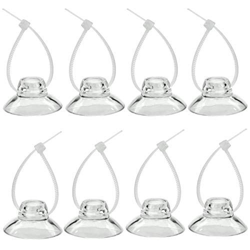 Aquarium Suction Cup Clips with Zip Cable Ties, 8 Pieces, Fit for Binding Moss Shrimp Nest Dodging Nest