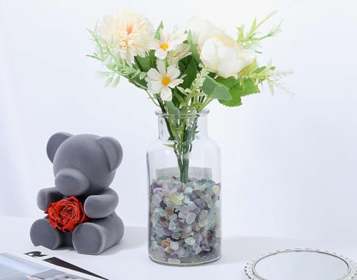 1lb Fluorite Crystal Aquarium Gravel Polished Tumbled Stones Irregular Shaped Crystal Chips Bulk Natural Gemstone Rocks Vase Filler Fish Tank Gravel Home Decoration (450 Gram) - color: Fluorite, size: 1 Pound-（0.28"-0.35"）