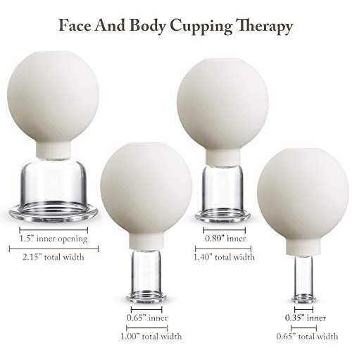 BBTO 4 Pieces Glass Cupping Set Glass Silicone Cupping Cups Massage Vacuum Suction Cupping Cups for Body Face Leg Arm Back Shoulder Muscle and Joint Pain (White) - color: White