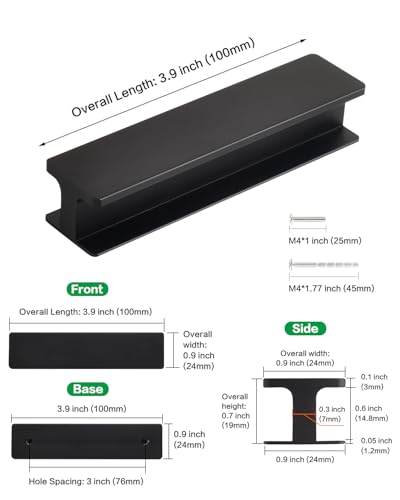 5 Pack Peel and Stick Handles for Cabinets Black 4 Inch Stick On Drawer Pulls Modern Self Adhesive Closet Doors Pulls No Drill Sliding Door Handles Refrigerator Door Handle - color: H-Matte Black, size: 4 Inch