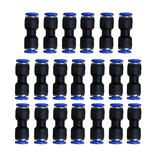 1/4 OD Pneumatic quick Connector Push to Connect fittings Straight Union/Coupler (Pack of 20) - size: 0.25 Inch, style: Straight Union