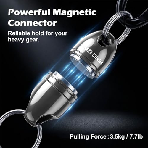 Magnetic Net Release for Fly Fishing, Aluminum Magnetic Quick Release Keychain, Fly Fishing Net Magnet Holder Retractor with Carabiner