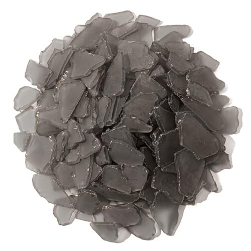 Keedolla Black Sea Glass for Crafts - 10 OZ Flat Frosted Seaglass Pieces Tumbled for DIY Art Crafts, Vase Filler, Beach Weddings, Aquarium and Home Decor - color: Black, size: 10 OZ / 0.63 LB