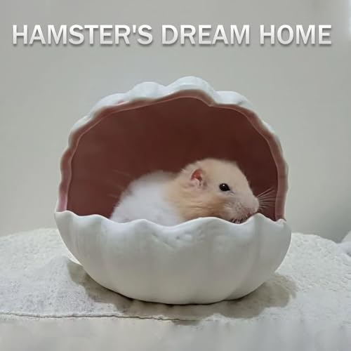 RUIAN Cute Aquarium Decorations Ceramic Conch Shell-Shaped House Thematic Betta Fish Tank Accessory Decor Ornament Hideout Cave for Fish Playing or Hiding,Hamster House,Craft Projects (Pink) - color: Pink