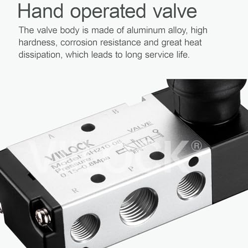 Pneumatic Air Hand Lever Valve, 5 Way 2 Position 1/4”NPT Solenoid Valve Manual Control Direct Driving Type Push-Pull 4H210-08 - size: 1/4"NPT, style: 5 Way 2 Position