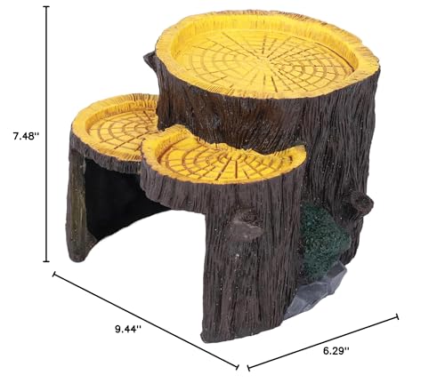1 Piece Artificial Aquarium Stump, Non-Toxic Resin, Food Platform, Stable, Realistic Design, Terrarium Cave Ornament for Shelter