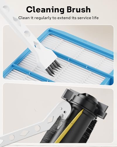 Leemone 18 Pcs Replacement Parts for Shark Navigator AV2110S AV2120 RV2120AE RV2110 Robot Vacuum, 1 Main Brush, 2 Pre Filters, 2 HEPA Filters, 6 Side Brushes, 3 Foam & Felt Filters, 3 Base Filters - style: Shark AV2110s Parts