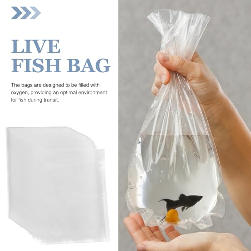 BESTYASH 100pcs 15x22cm Oxygen Filling Fish Transport Bags Sealable Live Fish Fry Packing Pouches for Aquarium and Seafood Shipping
