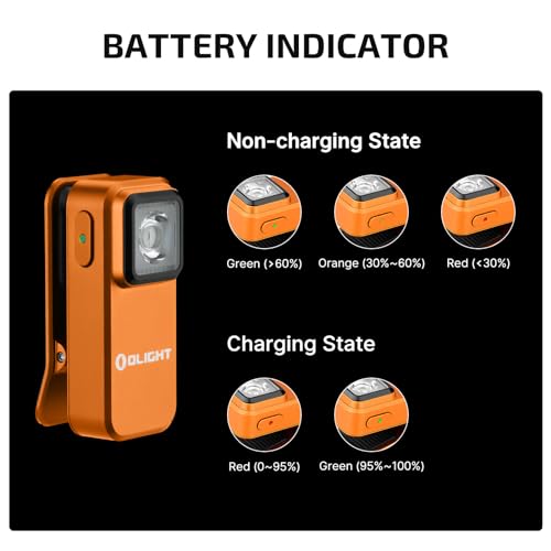 OLIGHT Oclip Rechargeable EDC Flashlight 300 Lumens Dual Sources Compact Pocket Clip Light, Convenient USB C Charging, Magnetic Flash Lights for Working, Cycling, Emergency, Signaling Tool(Orange)