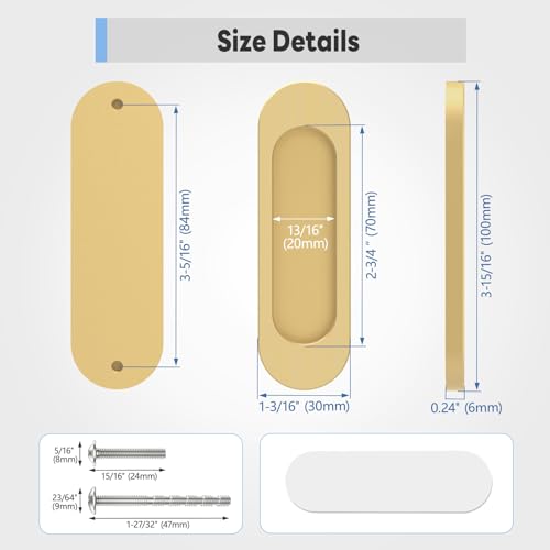 2 Pack Self Stick Sliding Door Handles, Aluminum Alloy 4 Inch Self Adhesive Cabinet Knobs for Push-Pull Glass Barn Doors, Closets, Wardrobes, Windows (2, Champagne) - color: Champagne