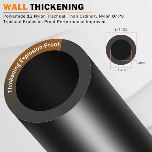 CheeMuii 30 FT 1/4 DOT Air Line 1/4" PA12 Nylon Pneumatic Tubing 9.1 Meter 1/4 Inch OD Pneumatic Air Tubing Pipe Hose Line for Semi Truck Trailer or Industrial Air System - color: Black, size: 1/4"OD-30FT