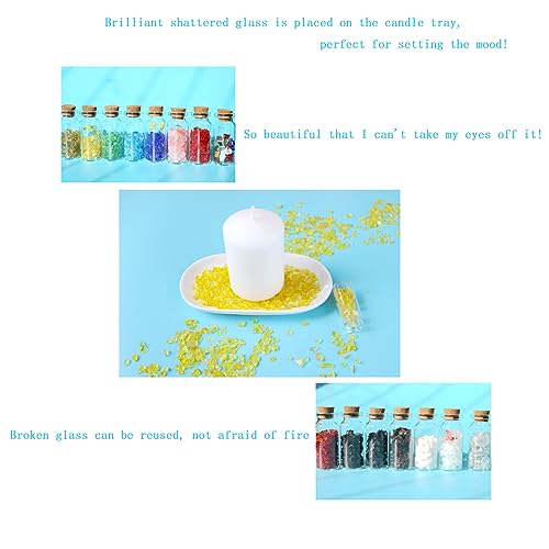 Yellow Broken Glass for Crafts .Crushed Glass Chips for Resin Art,Vase Pool,Fish Tank,Candle Tray Decoration and Mosaic Painting(3-6mm,1.2 Pound) - color: Yellow