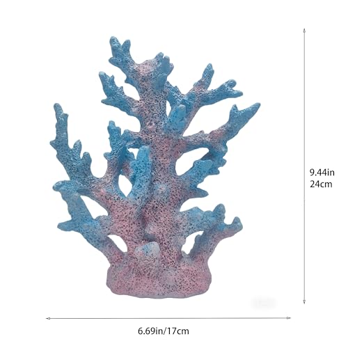 Etlemonde Beach Coastal Decor Coral Reef Home Decor Coral Statue Sculpture Home,Desk,Bathroom,Desktop Shelf Statue,Marine Themed Gifts (Gradient Cyan Coral) - color: Gradient Cyan Coral