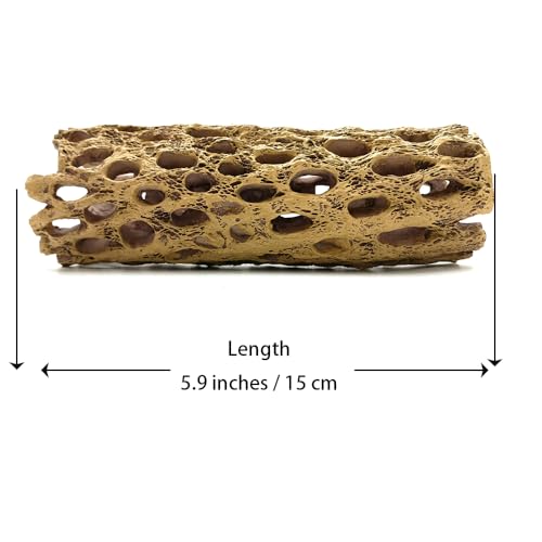 Shelltech Shrimp Hideout Resin Aquarium Decorations Hollow Log Hideaway for Shrimp, Mini Fish, Lizard, Gecko (Light Brown, S) - color: Light Brown, size: S