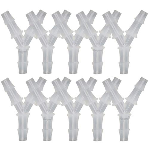 plastic 1/4" Y shape 3 way barbed connector for air hose, water pipe pp polypropylene barb fitting. (Pack of 10 pcs) - style: 10pcs, 1/4" O.D.