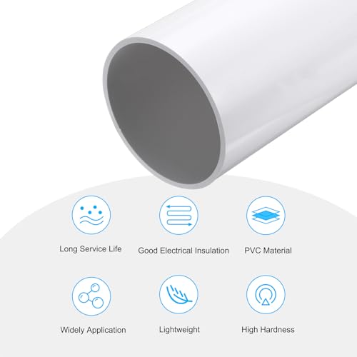 MECCANIXITY 2Pcs 4.33 Inch PVC Rigid Tube Round Pipe 101.6mm ID 110mm OD 12" High Impact for Water Pipe, Aquarium, Fish Tank, Greenhouse Garden, White - color: White, size: 101.6mm x 110mm