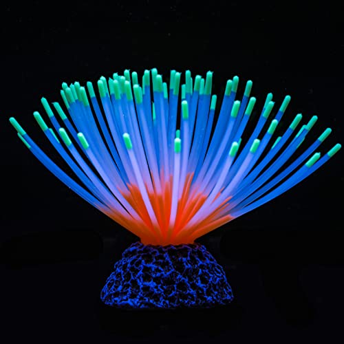 Uniclife Aquarium Imitative Green Sea Urchin Ball Artificial Silicone Ornament with Glowing Effect for Fish Tank Landscape Decoration - color: Green Sea Urchin
