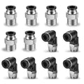 12 Pcs Push to Connect Fittings 1/4 Inch Tube OD x 1/4 Inch NPT Thread Pneumatic Male Straight and Elbow Quick Connect Air line fittings - size: 1/4"OD x 1/4"NPT