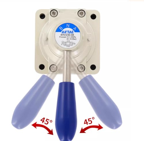 Hand Lever Valve AirTAC 4HV310-10 3/8" PT 4/2 Way Pneumatic Air 2 Position 4 Way Rotary Manual Control Direct Acting Type 0-145 PSI - size: 3/8''PT, style: 4/2 Way
