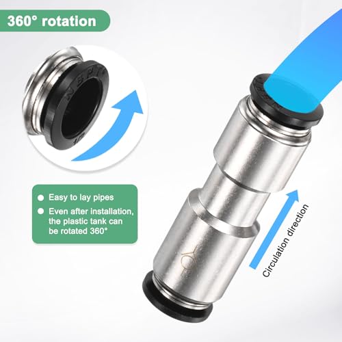M METERXITY 1/2" OD Check Valve, Nickel Plated Brass Push to Connect Fitting One Way Check Valve for Tire Pump/Aquarium Air Pump/Gas Pipeline, Quick Release Fitting [Silver Black] - color: Silver Black, size: 1/2" OD