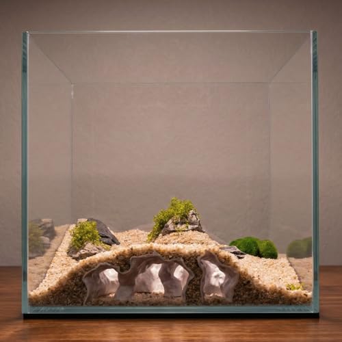 Aquarium Cave Triple-Entry Sea Grotto, 3D Print Fish Cave Aquarium Decor, for Viewing Shrimp, Betta Fish, Corydora, Catfish, Pleco (Black) - color: Black