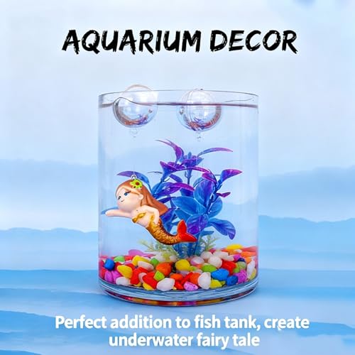 Handcrafted Polychromatic Floating Mermaid Aquarium Decor – PVC Resin Statue Ornament for Fish Tanks, Home Aquariums & Desktop Water Displays