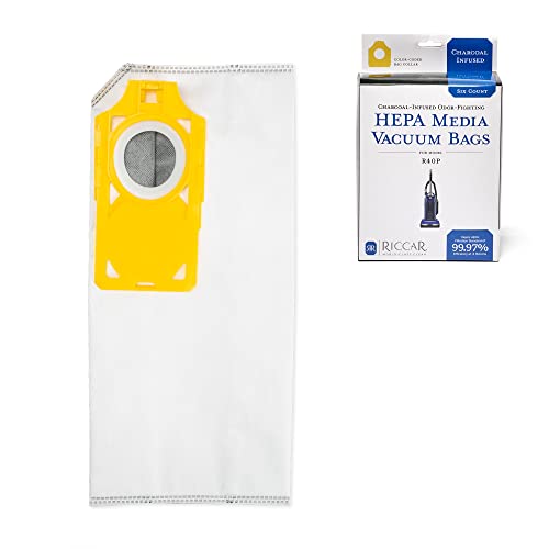 Riccar R40P HEPA Filter Vacuum Cleaner Bags, Charcoal-Infused Tandem Air Yellow, Six Bags Included, RPHC-6
