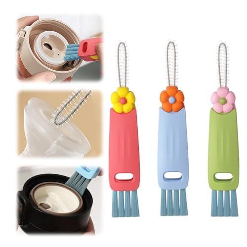 3 in 1 Cup Lid Cleaning Brush, 2024 Upgrade Crevice Cleaning Brush Set for Baby Bottle Gap Tight Spaces Cup, 3 in 1 Multifunctional Cleaning Brush Portable Cup Lid Cleaner with Brush (C4) - color: C4