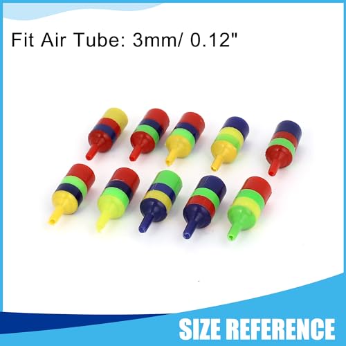 Aquarium Air Stone, Striped Airstone Diffuser for Aquarium Fish Tank, 0.6 x 1.7inch (Multicolor 10Pcs)