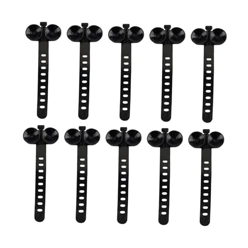 10 Pieces Aquarium Cable Ties Suction Cup Accessories Airline Tubing Holder Binding Tools Made from TRP Material Suitable for Nests Water Hose, Black - color: Black
