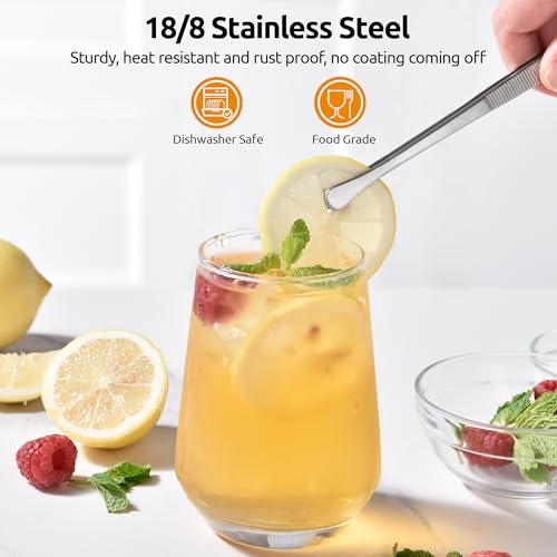 U-Taste 8"+10"+12" Kitchen Cooking Tweezer: 18/8 Stainless Steel Food-Grade Metal Food Tong, Flexible Pinching, Seamless-Welding and Sturdy for Serving Grilling Frying, Plating, Feeding (Round Tip) - size: 8in+10in+12in (round tip)