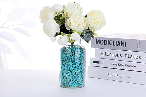 QINJIEJIE Turquoise Crystals Chips Natural Stone Gravel Bulk Crushed Rocks Pieces Polished Quartz Stone 0.55Lbs Decorative Fish Tank Pebbles Vase Filler Irregular Shaped Tumbled Gemstone for Home - color: Turquoise, size: 0.55 Pound