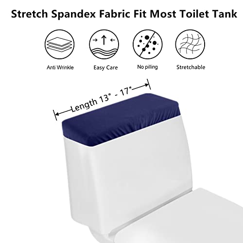 Toilet Tank Lid Cover, Bathroom Stretch Washable Spandex Toilet Tank Protector Cover with Elastic Bottom, Navy - color: Navy