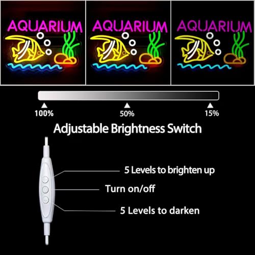 Fish Neon Sign Aquarium LED Light Sign for Wall Decor, Dimmable Tropical Fish Neon light for Bedroom Kids Room fishtank Beach Party Restaurant Ocean Museum Decoration,16.5 * 10.6inch