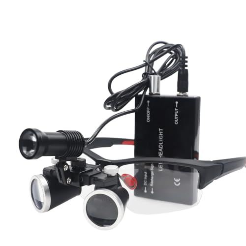 DENTASOP 3.5X/2.5X LED Dental Binocular Magnifier for Surgery and Aesthetics (Black, 2.5X) - color: Black, size: 2.5X