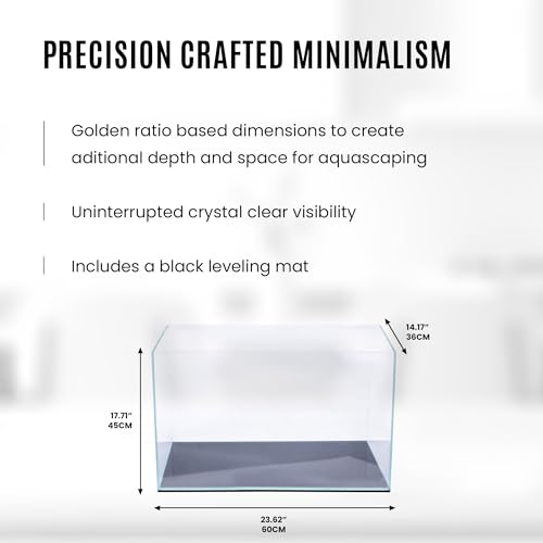UNS Ultra Clear Rimless Tank - 25.6GAL | 97.2L - 23.62x14.17x17.71 | 60x36x45 CM, 6mm Glass Thickness, Leveling Mat Included - Low Iron, High Clarity Fish Tank w/ 45° Mitered Edge - [60T] - size: [60T] - 25.6 Gal - 23.62 x 14.17 x 17.71 in