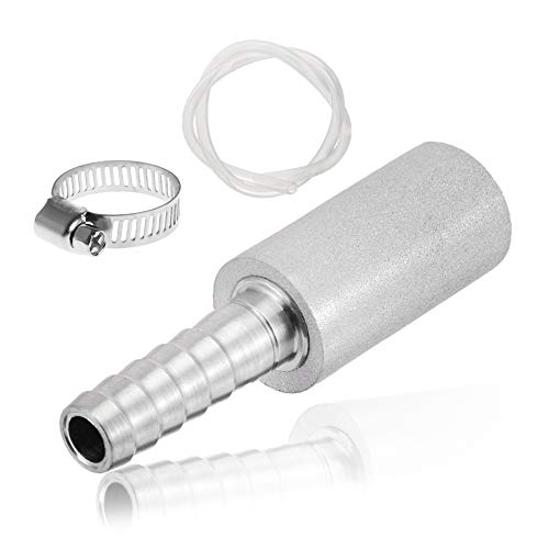 0.5 Micron Diffusion Stone 1/4" Barb Stainless Steel Aeration Stone Carbonater Stone with 3.3 Ft Silicon Hose Tubing 1 Pcs Beer Clamp for Homebrew Wine Beer - size: Micron Diffusion Stone-Hose Tubing-Clamp