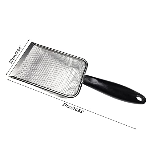 Reptiles Stainless Steel Sand Scoops Metal Shovel Sifter Fine Mesh Terrarium Substrates Waste Extractor Corner Litter Screening Sifting Trowel for Snake