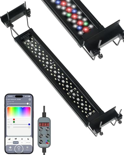 Pawfly Aquarium Light for Plants, 19 W Bluetooth Fish Tank Light, Full Spectrum Aquarium Lights for 18"-24" Fish Tanks, Extendable 24/7 LED Lights with Timer Modes & Adjustable Brightness - size: 18"-24"