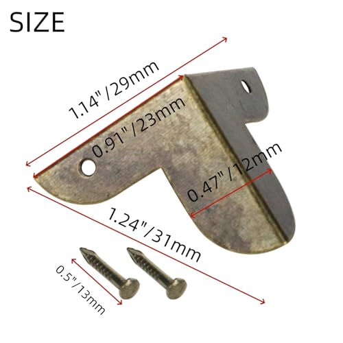 Mcredy 20 Pcs Box Corner Protectors Metal Decor Edge Guard for Box Table Cabinet with Screws 0.87" Length, Bronze - size: 20 Count (Pack of 1)