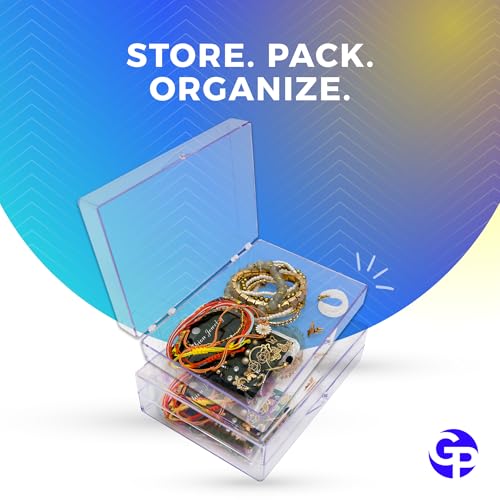 Clear Hinged Plastic Storage Boxes (4 Pack) – 7" x 5" x 1.75" Small Organizer Containers for Crafts, Games, Office Supplies – Stackable, Durable, BPA-Free, Made in USA - size: 7.0" x 5.0" x 1.75"